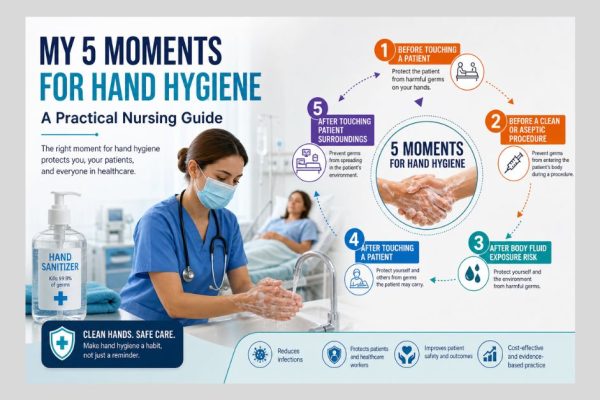 My 5 moments for hand hygiene infographic for nursing practice